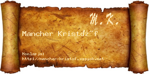 Mancher Kristóf névjegykártya